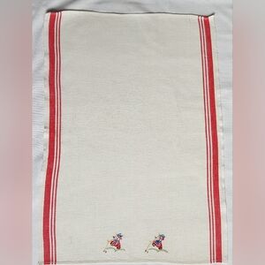 FRENCH HAND EMBROIDERED DUTCH LADIES ON LINEN